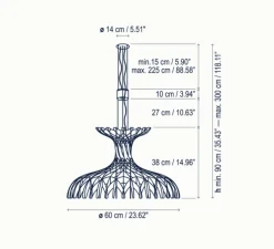 Suspension, Dome 60 / 02, Bois naturel, LED, 2700K, 2664lm, Ø60cm, H38cm - Bover