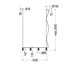 Suspension, Donna Line 120, bleu nuit, L120cm, H7cm - Pholc
