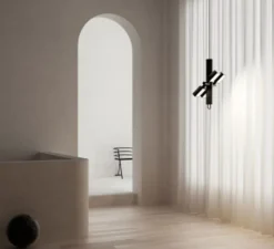 Suspension, Dorval 01, variable 0-10V, corps, câble et boucle noirs, rosace noire, LED, 2700K, 2888lm, L36cm, H46cm - Lambert&Fils