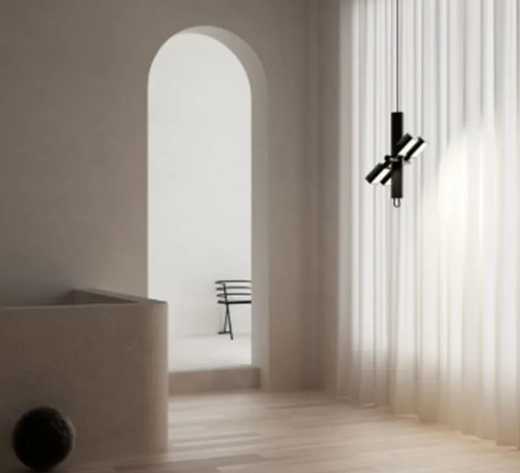 Suspension, Dorval 01, variable 0-10V, corps, câble et boucle noirs, rosace noire, LED, 2700K, 2888lm, L36cm, H46cm - Lambert&Fils