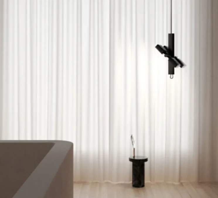 Suspension, Dorval 01, variable 0-10V, corps, câble et boucle noirs, rosace noire, LED, 2700K, 2888lm, L36cm, H46cm - Lambert&Fils