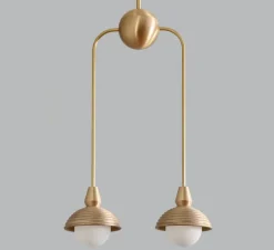 Suspension, Double, Eos S, laiton brossé, Ø15,7cm, H70cm - Bert franck