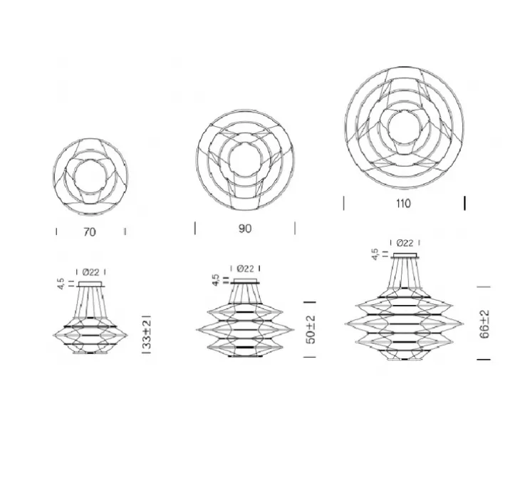 Suspension, Drop 9, argent satiné, LED, dim, 1-10V, 2700K, 8700 lm, Ø110cm, H66cm - Nemo Lighting