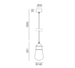 Suspension, Drop 270.03, laiton, cuivre , IP55, Ø14cm, H30,1cm - Il Fanale