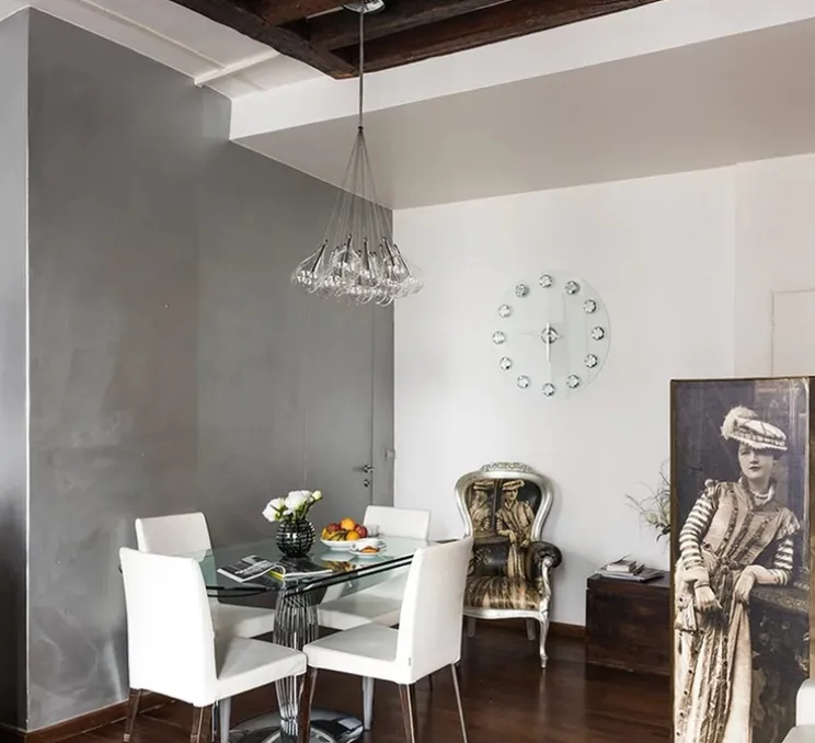 Suspension, Drop Led, verre transparent, chrome, Ø60cm, H170cm - Alma light