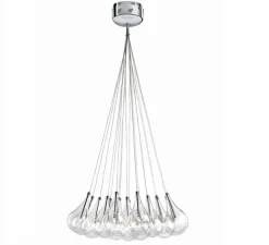 Suspension, Drop Led, verre transparent, chrome, Ø60cm, H170cm - Alma light