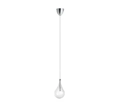 Suspension, Drop Led, verre transparent, chrome, Ø12cm, H170cm - Alma light