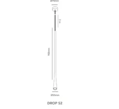 Suspension, Drop S2, laiton, LED, 2700K, 540 lm, Ø5,5cm, H90cm - Light Point