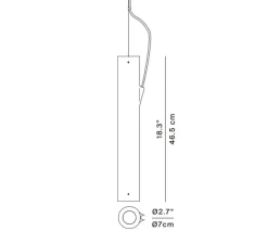 Suspension, E04, avec rosace, laiton, Ø7cm, H46,5cm - Luceplan
