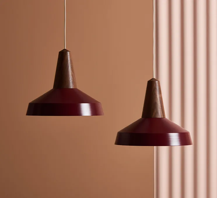 Suspension, Eikon Circus, noyer et burgundy, Ø40cm, H35cm - Schneid