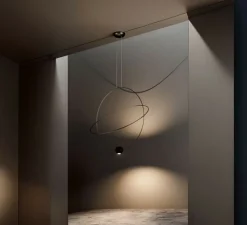 Suspension, Elara medium, noir brillant, LED, 3000K, 845 lm, Ø60cm, H63,7cm - Lodes