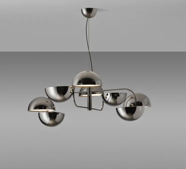 Suspension, Elisabeth, chrome noir, LED, dim, 0-10V, 3000k, 8 x 827 lm, Ø110cm, H30cm - Penta