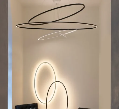 Suspension, Ellisse double, blanc, LED, 2700k, 4675lm, Ø135cm, H70cm - Nemo lighting