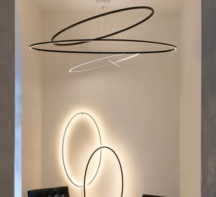 Suspension, Ellisse double, blanc, LED, 2700k, 4675lm, Ø135cm, H70cm - Nemo lighting