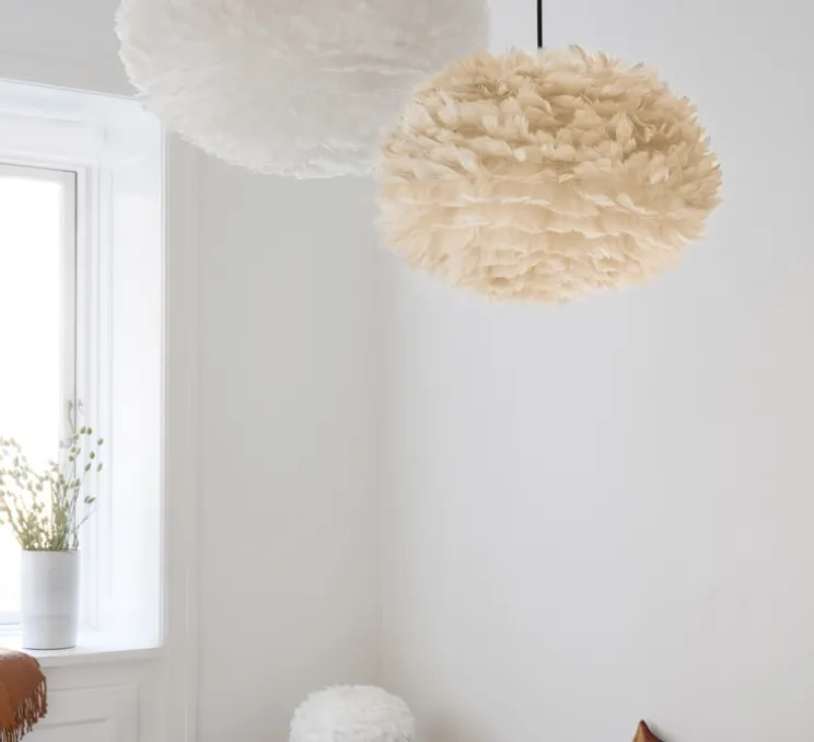 Suspension, Eos M, plumes d'oie, marron, Ø45cm, H30cm - Umage