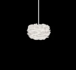 Suspension, Eos micro, blanc, plumes d'oie, H16cm, Ø22cm - Umage