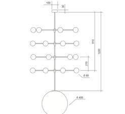 Suspension, Epic 3 180, laiton, Ø40cm, H162cm - Atelier Areti