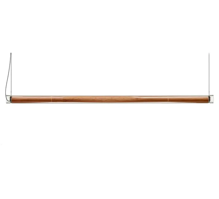 Suspension, Estela, bois naturel de cerisier, LED, 3000K, 2400lm, L150cm, H6cm - LZF