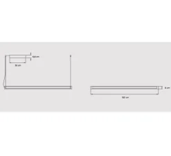 Suspension, Estela, bois naturel de cerisier, LED, 3000K, 2400lm, L150cm, H6cm - LZF