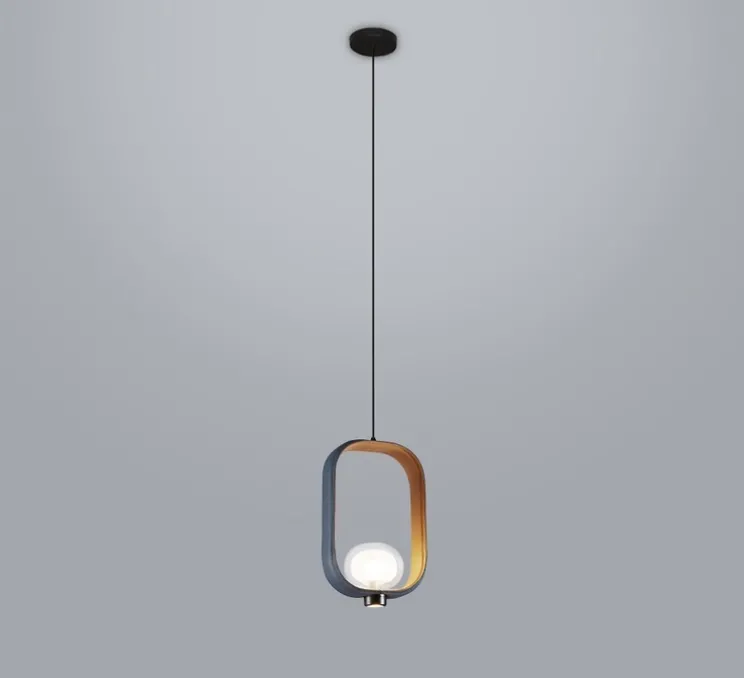 Suspension, Filipa, 555.22, noir texturé, cuir noir et marron, IP40, L28cm, H45cm - Tooy