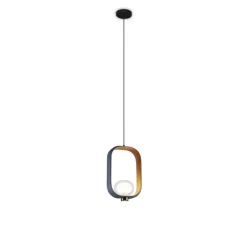 Suspension, Filipa, 555.22, noir texturé, cuir noir et marron, IP40, L28cm, H45cm - Tooy
