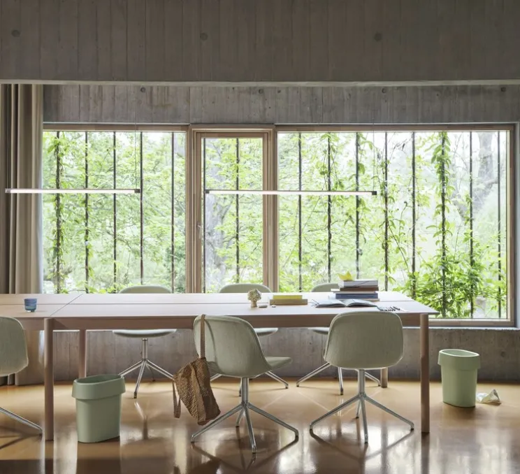 Suspension, Fine, gris, LED, dim, 2700K, 620 lm, L60cm, H1,8cm - Muuto