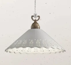 Suspension, Fior Di Pizzo 09, blanc, laiton brut, Ø40cm, H23cm - Il Fanale