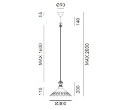 Suspension, Fior Di Pizzo 08, blanc, laiton brut, Ø30cm, H20cm - Il Fanale