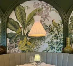 Suspension, Flame Wide, terra mat, câble blanc, IP44, LED, dim, 2700K, 800 lm, Ø28cm, H12,6cm - Pott