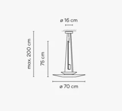 Suspension, flamingo 1540, Graphite, LED dimmable, 2700K, 694lm, Ø70cm, H75cm - Vibia