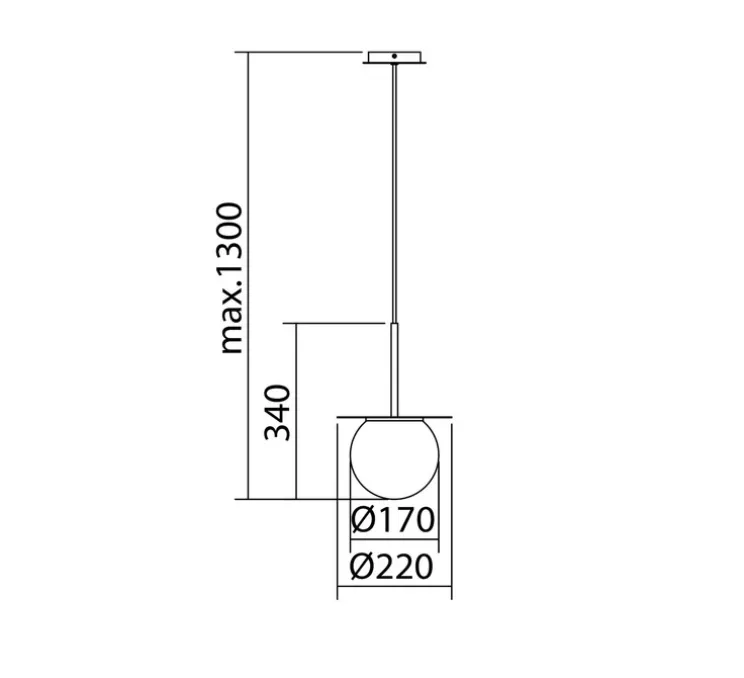 Suspension, Floc, laiton, IP44, Ø22cm, H34cm - MDC