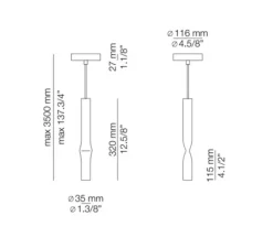 Suspension, Flow, A-3734, or satiné, rosace noire, LED, 2700k, 565 lm, Ø3,5cm, H32cm - Estiluz