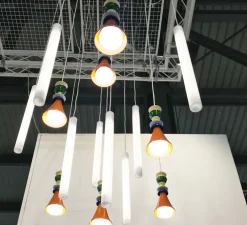 Suspension, Flux hanging, blanc, LED, 3000k, Ø5cm, H64cm - Slide