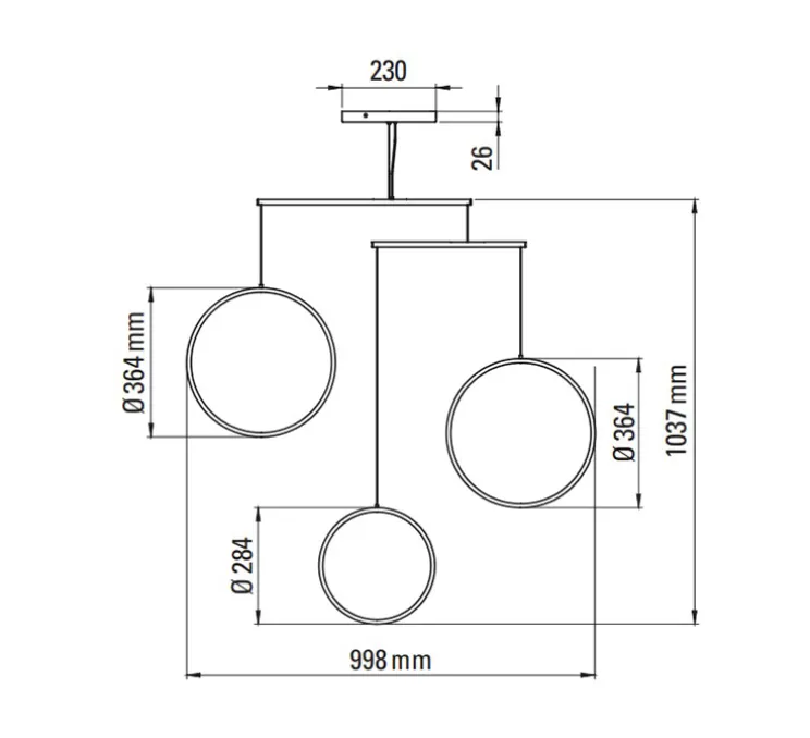 Suspension, Focus x3, blanc, LED, 2700K, 2040 lm, dim, L99,8cm, H103,7cm - DCW éditions Paris