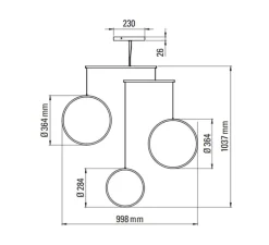 Suspension, Focus x3, noir, LED, 2700K, 2040 lm, dim, L99,8cm, H103,7cm - DCW éditions Paris