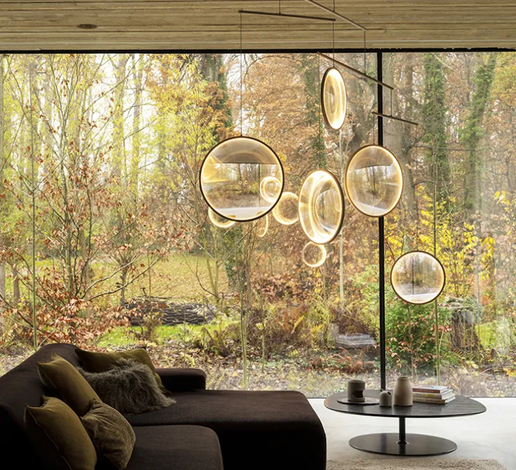 Suspension, Focus x5, noir, LED, dim, 2700K, 3180 lm, L160,8cm, H131cm - DCW éditions Paris