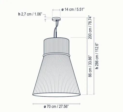 Suspension, Folie S/70, blanc, Ø70cm, H86cm - Bover