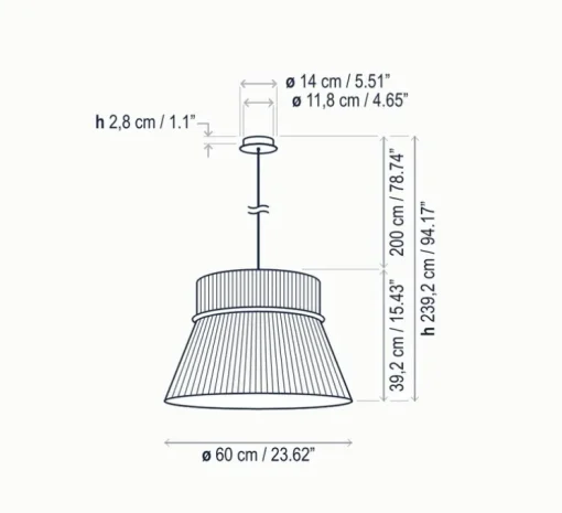 Suspension, Folie S/60, crème, Ø60cm, H39,2cm - Bover