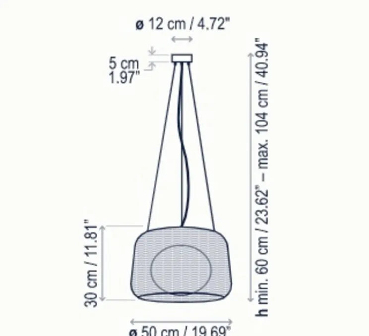 Suspension, Fora S, blanc, abat-jour beige, IP66, LED, dim, 2700K, 2064 lm, Ø50cm, H30cm - Bover