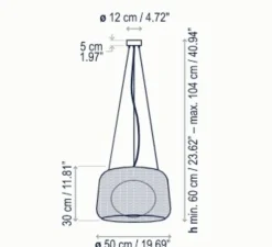 Suspension, Fora S, marron graphite, abat-jour rotin, IP66, LED, dim, 2700K, 2064 lm, Ø50cm, H30cm - Bover