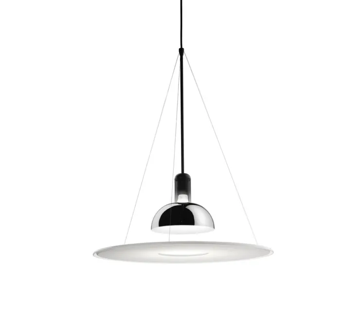 Suspension, Frisbi, chrome, blanc, Ø60cm, H73cm - Flos