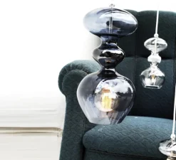 Suspension, Futura, Bleu Profond, verre soufllé, H37cm, Ø18cm - Ebb and Flow