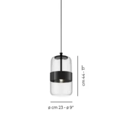 Suspension, Futura SP M, noir, cristal, Ø23cm, H44cm - Vistosi