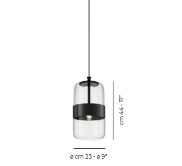 Suspension, Futura SP M, noir, cristal, Ø23cm, H44cm - Vistosi