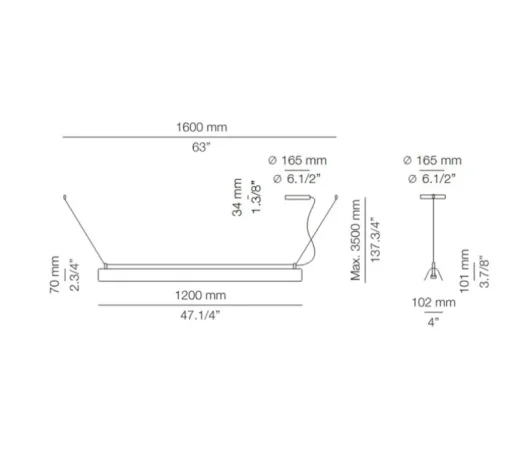 Suspension, Gada T-3925S, blanc, L120cm, H7cm - Estiluz