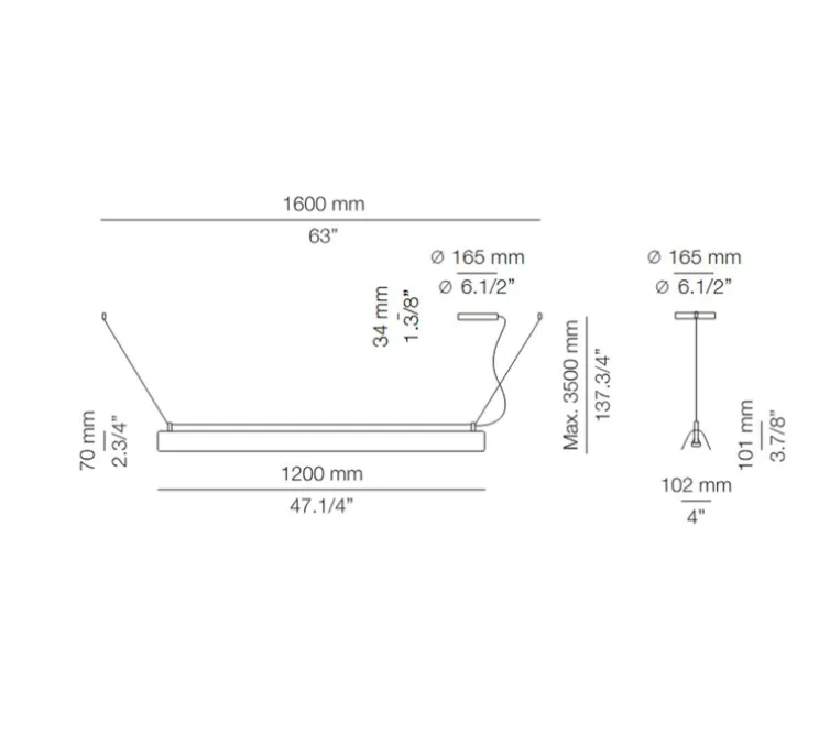 Suspension, Gada T-3925S, blanc, L120cm, H7cm - Estiluz