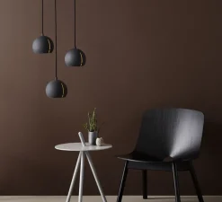 Suspension, Gap, round, noir, intérieur laiton, ø15cm, H14cm - Woud