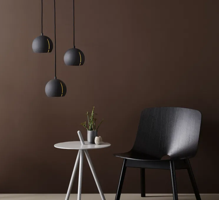 Suspension, Gap, round, noir, intérieur laiton, ø15cm, H14cm - Woud