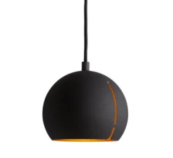 Suspension, Gap, round, noir, intérieur laiton, ø15cm, H14cm - Woud