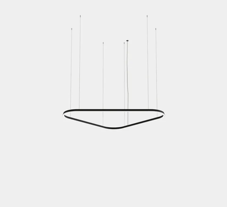 Suspension, Geometric Triangular Mini, noir, LED, dim, 2700K, 6250 lm, Ø160cm, H6cm - LEDS C4